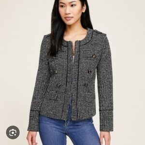White House Black Market Tweed Moto Jacket Size 14